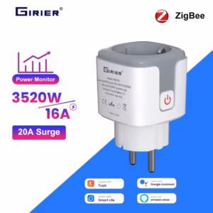GIRIER Tuya Smart ZigBee Power Plug 16A with Energy Monitoring