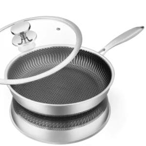 Honeycomb Stainless Steel Frying Pan Hybrid Non-Stick Induction Skillet