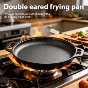 Cast Iron Skillet Heavy Duty Frying Pan for Steak Pizza and Outdoor Cooking