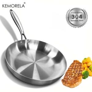 304 Stainless Steel Frying Pan Food Grade Induction Cooking Skillet