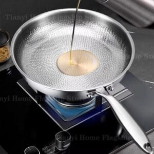 Titanium Stainless Steel Frying Pan Non-Stick Induction Cooking Skille