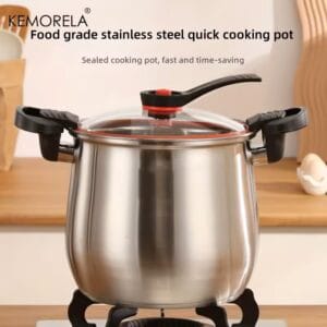 Stainless Steel Stockpot with Glass Lid Large Belly Soup Pot for Induction Cookers