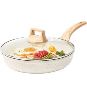 DONNOR Granite Non-Stick Frying Pan with Lid for Induction Gas and Electric Cooktops