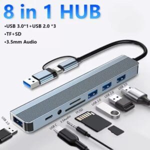 8-in-1 USB A & USB C Hub